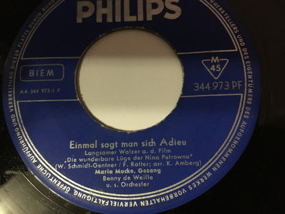 Maria Mucke, Benny de Weille U. S. Orchester* : Einmal Sagt Man Sich Adieu (7", Single, Mono)