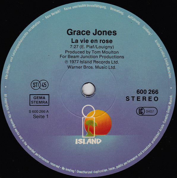 Grace Jones : La Vie En Rose (12", Maxi, RE)