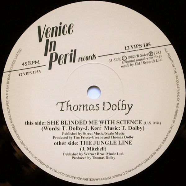 Thomas Dolby : She Blinded Me With Science (12", Single, RE)