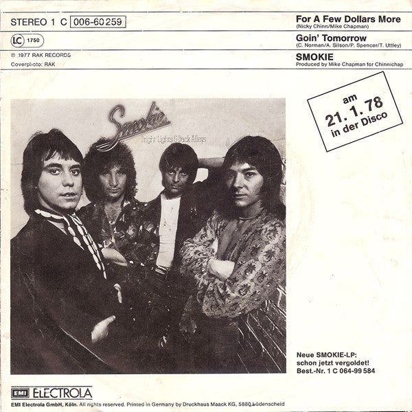Smokie : For A Few Dollars More (7", Single, EMI)
