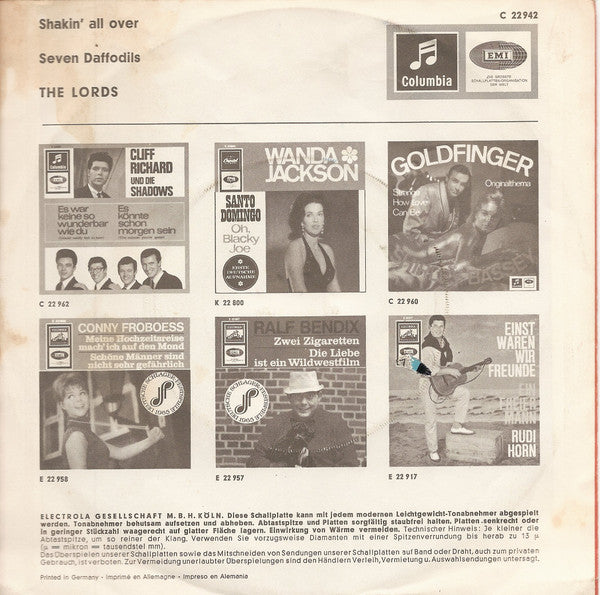 The Lords : Shakin' All Over / Seven Daffodils (7", Single)