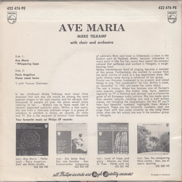 Mieke Telkamp : Ave Maria (7", EP)