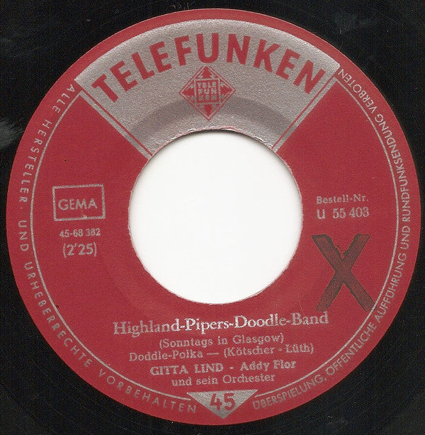 Gitta Lind : Highland-Pipers-Doodle-Band (Sonntags In Glasgow) (7", Single)