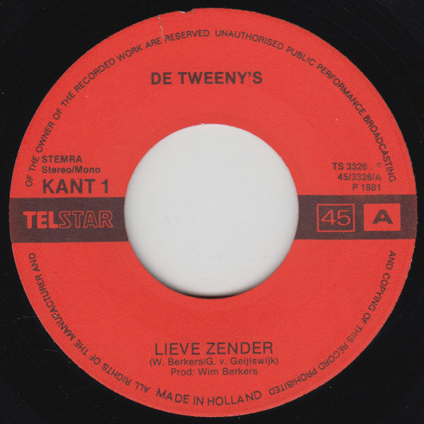 The Tweeny's : Lieve Zender (7", Single)