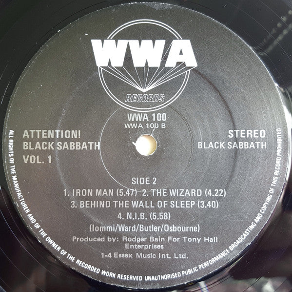Black Sabbath : Attention! Black Sabbath Volume One (LP, Comp)