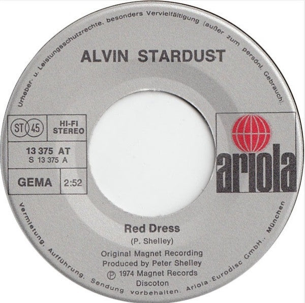 Alvin Stardust : Red Dress / Little Darlin' (7", Single)