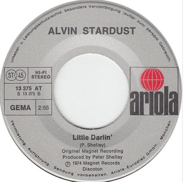 Alvin Stardust : Red Dress / Little Darlin' (7", Single)