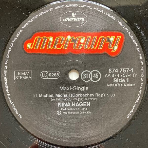 Nina Hagen : Michail, Michail (Gorbachev Rap) / Hold Me (12", Maxi)