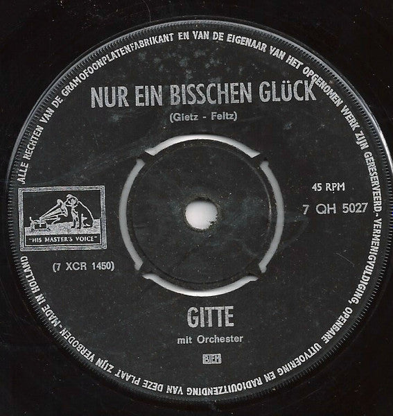 Gitte* : Nur Ein Bißchen Glück / Hände Weg Von Jack (7", Single)