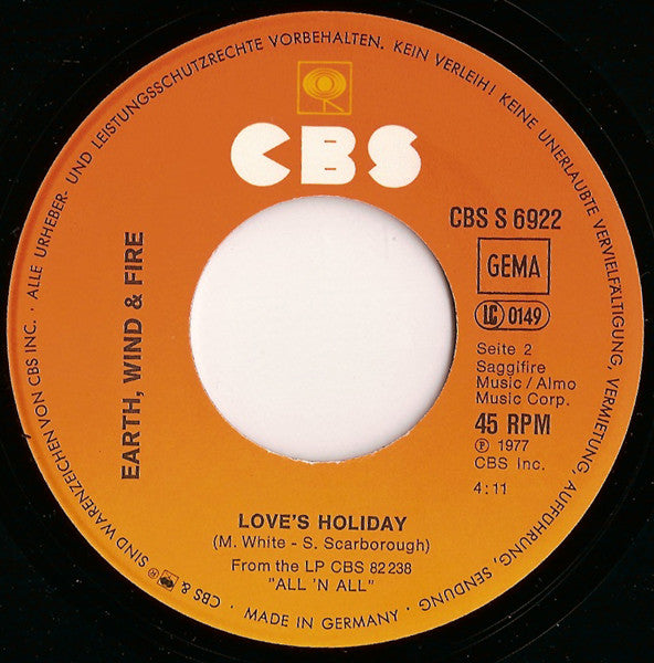 Earth Wind & Fire* : September (7", Single)