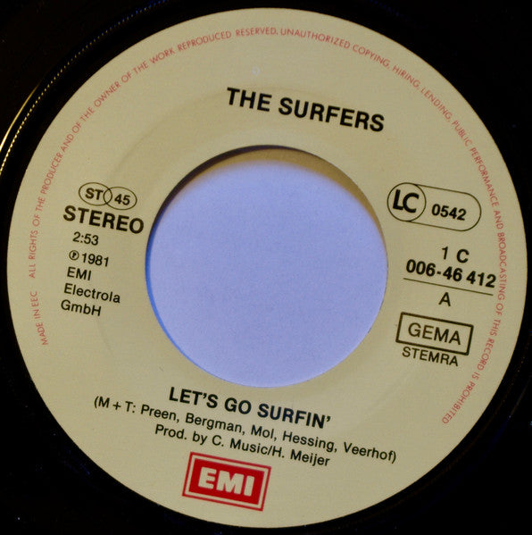 The Surfers : Let's Go Surfin'  (7", Single)