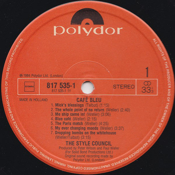 The Style Council : Café Bleu (LP, Album)