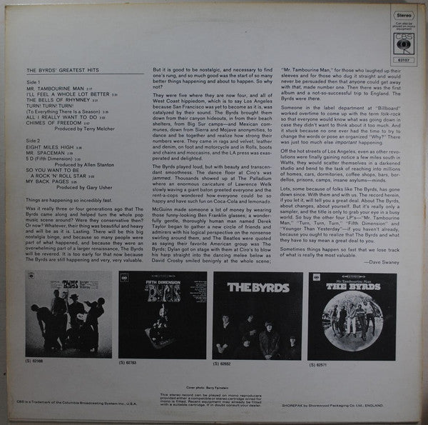 The Byrds : The Byrds' Greatest Hits (LP, Comp, RE)