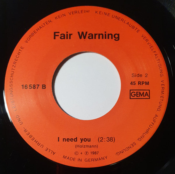 Fair Warning (11) : True Lovers (7", Single)