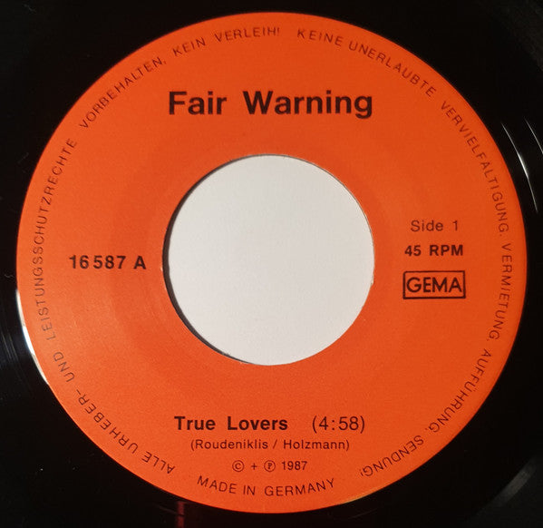 Fair Warning (11) : True Lovers (7", Single)