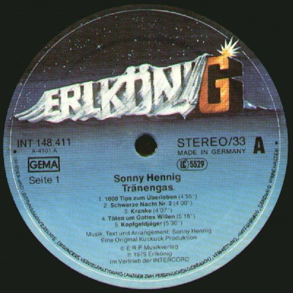 Sonny Hennig : Tränengas (LP, Album, RE)