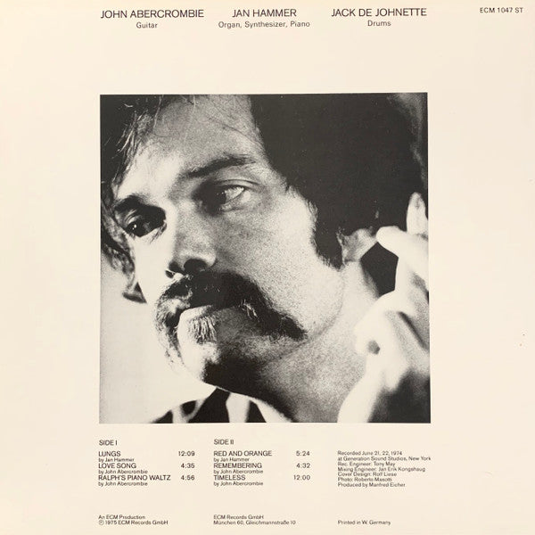 John Abercrombie, Jan Hammer, Jack De Johnette* : Timeless (LP, Album, RE, RP)