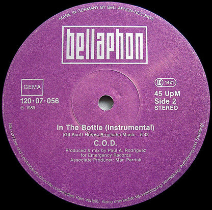 C.O.D. : In The Bottle (Special Remix) (12", Maxi)