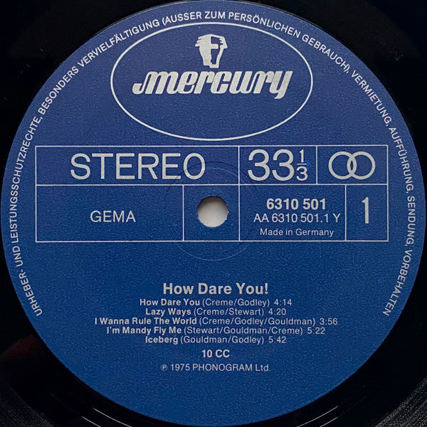 10cc : How Dare You! (LP, Album, Gat)