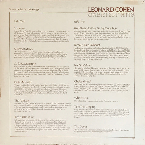 Leonard Cohen : Greatest Hits (LP, Comp)