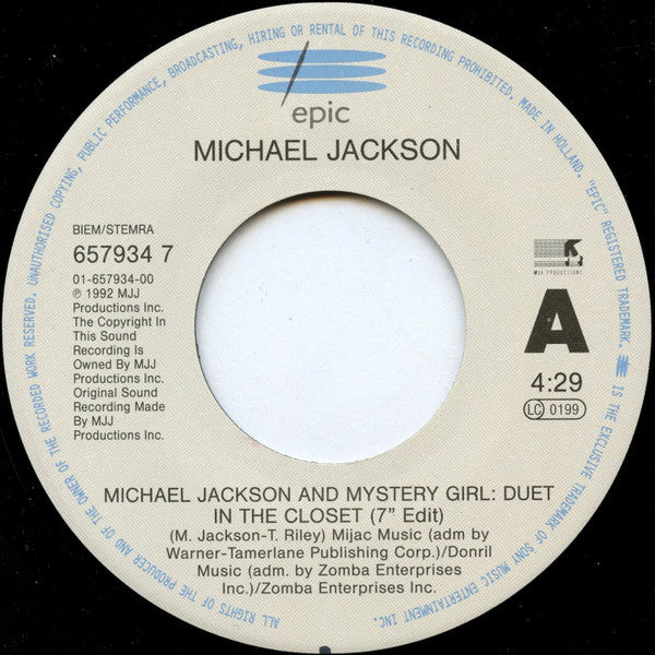 Michael Jackson : In The Closet (7", Single)