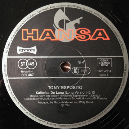 Tony Esposito : Kalimba De Luna (12", Maxi, Ltd)
