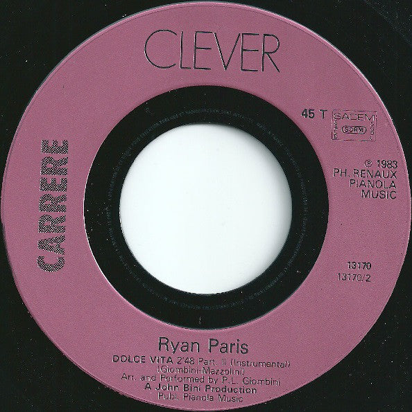 Ryan Paris : Dolce Vita (7", Single, Inj)