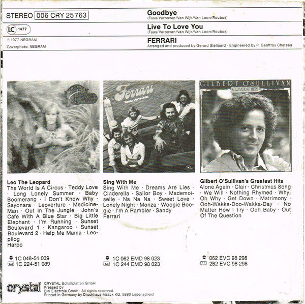 Ferrari (3) : Goodbye  (7", Single)