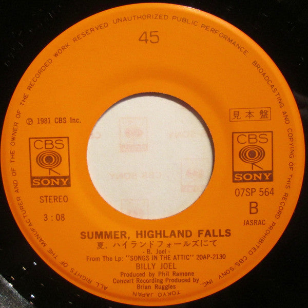 Billy Joel : Say Goodbye To Hollywood (7", Promo)