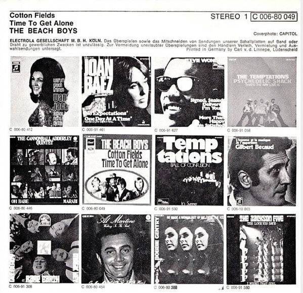 The Beach Boys : Cotton Fields / Time To Get Alone (7", Single, RE)