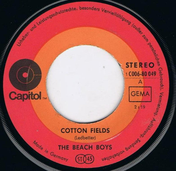 The Beach Boys : Cotton Fields / Time To Get Alone (7", Single, RE)