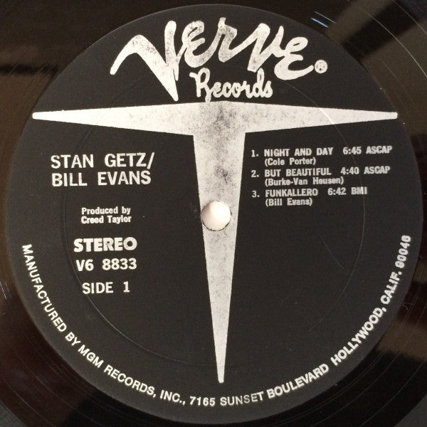 Stan Getz & Bill Evans : Previously Unreleased Recordings (LP, Album, Mono, M/Print)