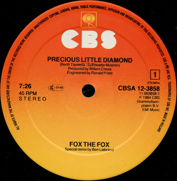 Fox The Fox : Precious Little Diamond (Special Remix) (12", Maxi)