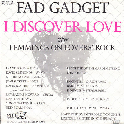 Fad Gadget : I Discover Love (7", Single)
