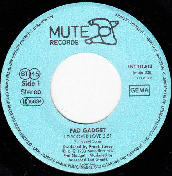 Fad Gadget : I Discover Love (7", Single)