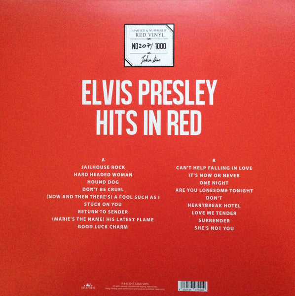 Elvis Presley : Hits In Red (LP, Comp, Ltd, Num, 180)