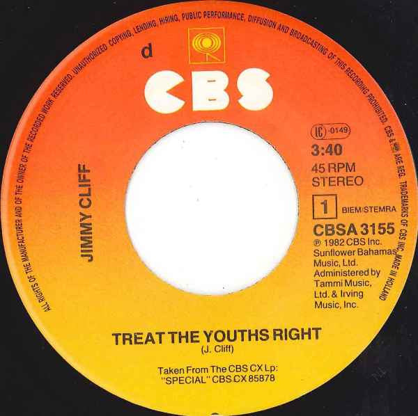 Jimmy Cliff : Treat The Youths Right (7", Single)