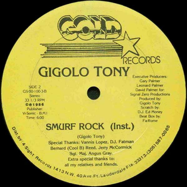 Gigolo Tony : Smurf Rock (12", Yel)