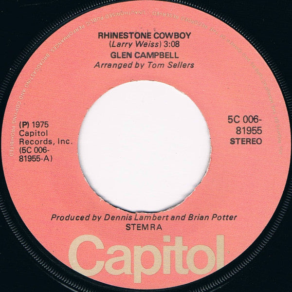 Glen Campbell : Rhinestone Cowboy (7", Single, Smo)