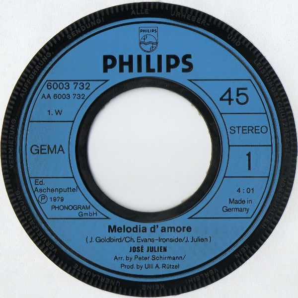 José Julien : Melodia D'Amore (7", Single)