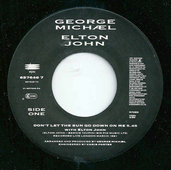 George Michael, Elton John : Don't Let The Sun Go Down On Me (7", Single, Lar)