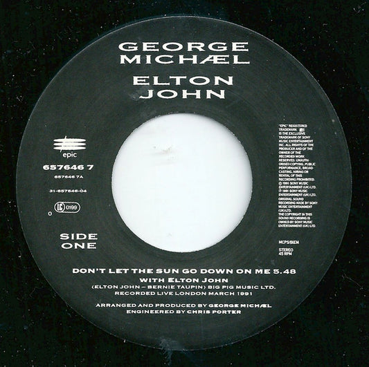 George Michael, Elton John : Don't Let The Sun Go Down On Me (7", Single, Lar)