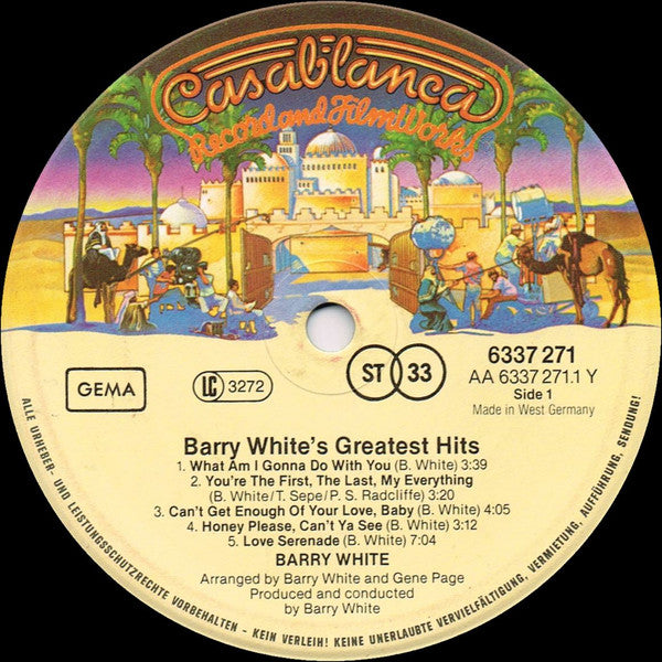 Barry White : Barry White's Greatest Hits (LP, Comp, RE)