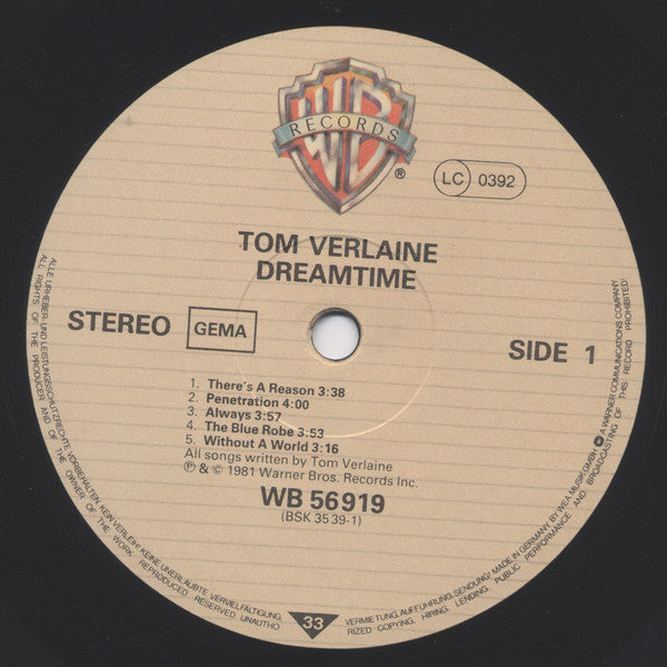 Tom Verlaine : Dreamtime (LP, Album)