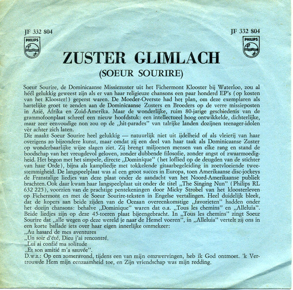 Soeur Sourire : Tous Les Chemins  (7", Single)