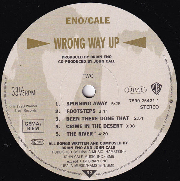 Eno* / Cale* : Wrong Way Up (LP, Album)
