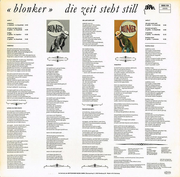 Blonker : Die Zeit Steht Still (LP, Album)