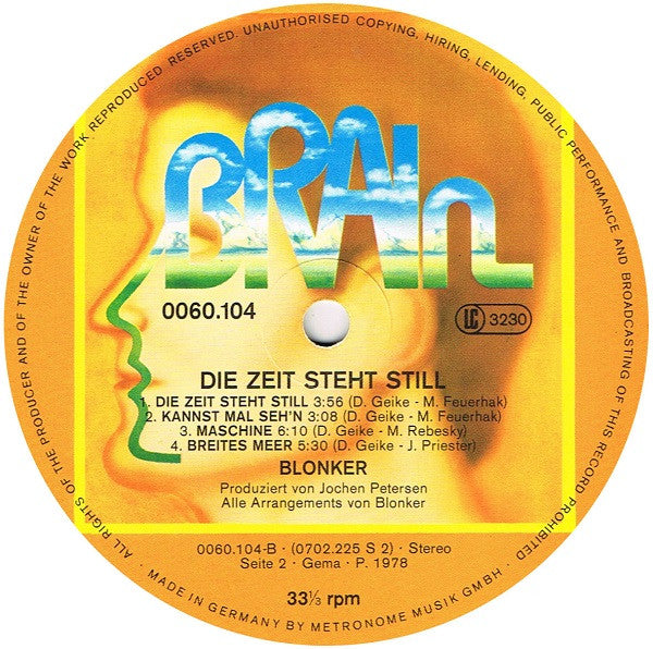 Blonker : Die Zeit Steht Still (LP, Album)