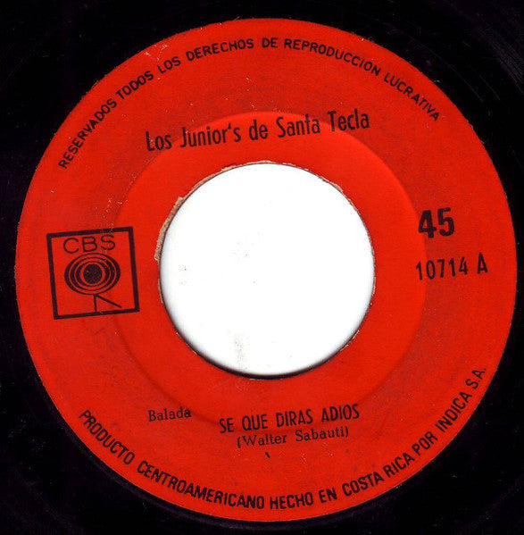 Los Junior's de Santa Tecla : Se Que Diras Adios  (7")