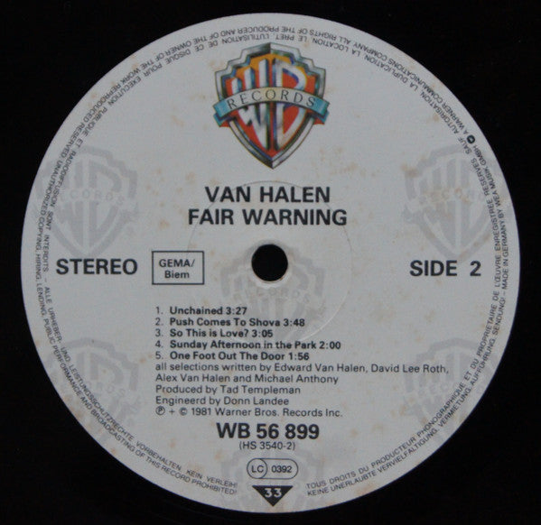 Van Halen : Fair Warning (LP, Album, Mis)